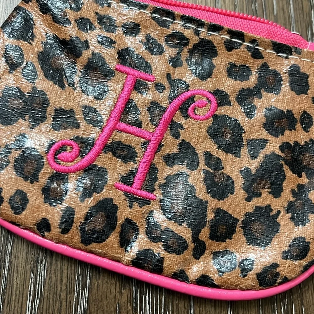 Cheetah leopard print H monogram credit card holder coin wallet bag